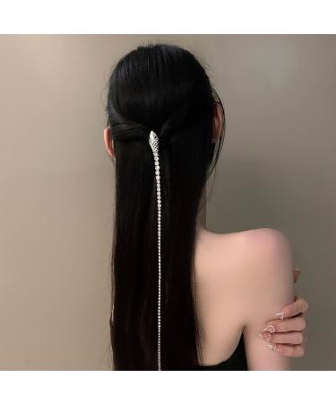 fdsmall Rhinestone Snake Hair Chains Punk Tassel Hair Clips Long Crystal Hair Barrettes Snake Shape Sparkle Crystal Adornments Snake Hair Pins Headpieces Hair Accessories for Girls (Gold) - Buy Online on GoSupps.com