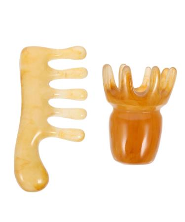 Frcolor 2st massage comb from resin scalp massage gua Sha Kamm Guasha scratchy scalp comb acupuncture massage device Haarmassager Massage tools scraping the scalp comb head massage