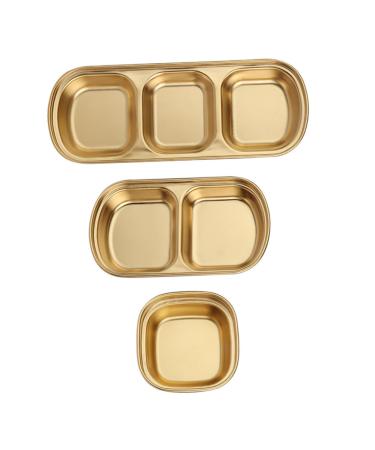 Milisten 3pcs Seasoning Dish Korean Seasoning Plate 304 Stainless Steel 20x8cm Gold