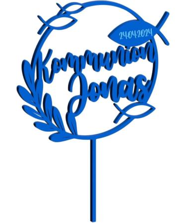 Custom Asino Cake Topper for Communion & Confirmation - Personalized Acrylic Decoration with Name & Date - Buy Online on GoSupps.com