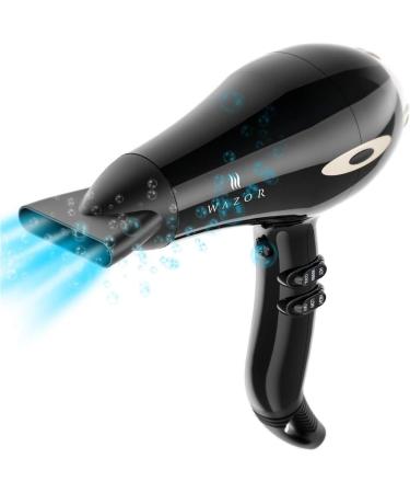 Wazor 1875W Fast Drying and Professional Salon Hair Dryer with Diffuser & Comb & 2 Concentrator Nozzles (Black) - Buy Online on GoSupps.com