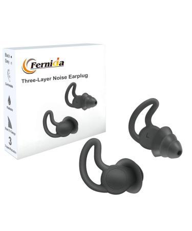 FERNIDA Noise Reduction Reusable Safe Silicone Anti-Noise Earplugs Noise Cancelling Ear Plugs for Sleeping Racing Shooting Traveling Device Black