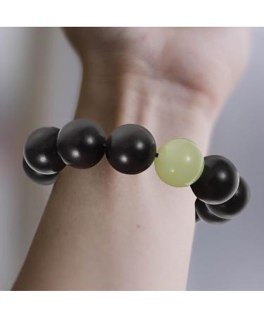 Heallily Wooden Pearl Buddhist Bracelet - Retro Black Jewelry for Men & Women | Perfect Birthday Gifts (9.5x9.5x2cm) - Buy Online on GoSupps.com
