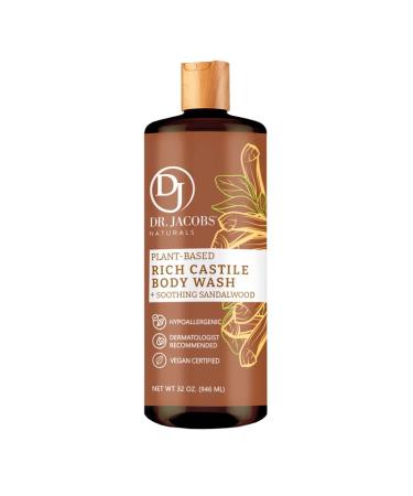 Dr Jacobs Naturals All-Natural Castile Sandalwood Body Wash with Plant-Based Ingredients - Gentle and Effective - Sulfate-Free  Paraben-Free  and Cruelty-Free Formula for Nourished Skin( 32 oz  1 Pack) Sandalwood 32 Fl O...