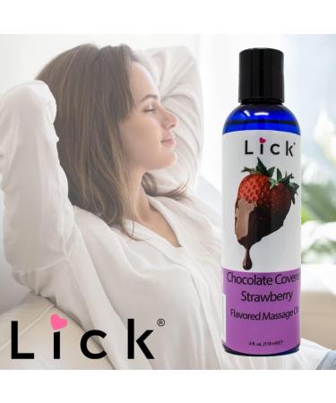 Lick Chocolate Covered Strawberry Massage Oil - Nourishing Body Oil with Vitamin E | Luxurious Aromatherapy for Couples - 4 Fl. Oz - Buy Online on GoSupps.com