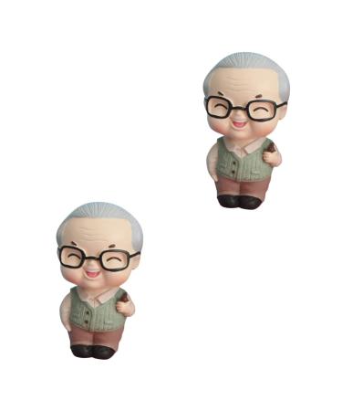 ABOOFAN 2pcs Cake Decoration Old Age Statue Loving Couple Cake Topper Old Couple Figurines Parent Anniversary Cake Topper Grandparents Statue Elderly Accessories Resin Lovers Casual