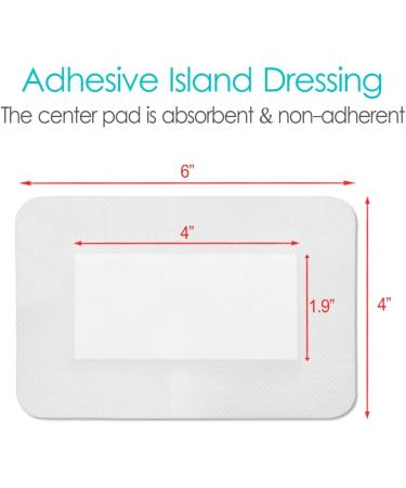 Adhesive Island Wound Dressing Bandages - Breathable Bordered Gauze Patches for Surgical Incisions & Injury Care (4x6 Inch Pack of 10 - Buy Online on GoSupps.com