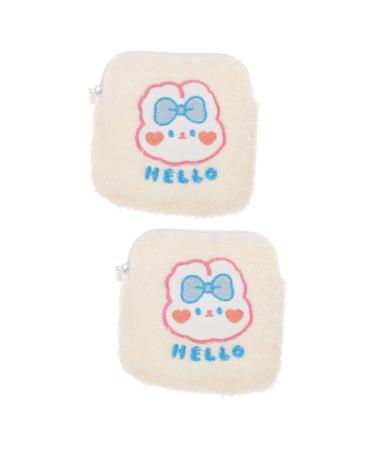 Healeved 2st Storage bag for women's bandages female product organizer tampon bag bag for women bands outdoors outdoors Pad pocket white girl zipper bracket plush whitex2st 13x13cmx2pcs