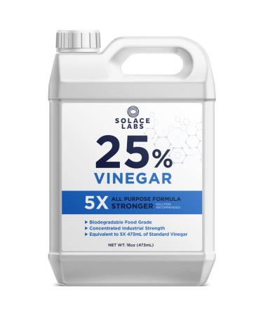 25% Pure Vinegar - 5X Concentrated Industrial Grade All Purpose Biodegradable One of Strongest Available. (16oz (474ml)) 473 ml (Pack of 1)