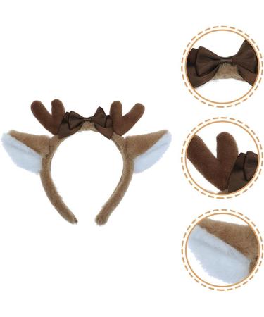 minkissy Deer Ear Headband Christmas BoBo Antlers Headband Plush Reindeer Bow Christmas Hat Cosplay Deer Hair Accessories Hairband Cosplay Christmas Party for Boy Girls - Buy Online on GoSupps.com