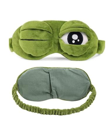3D Unisex Frog Eye Sleeping Mask Soft Padded Eyemask Shade Cover Rest Relax Blindfold with Elastic Band for Home Sleep Travel Soft Plush Blackout Eye Mask