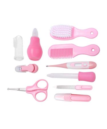 Baby Grooming Set  10 in I Hair  Nail  Nose  Tooth and Ear Clean Essentials Accessories Portable Baby Care Grooming Kit for Baby Girl Or Baby Boy(Pink)