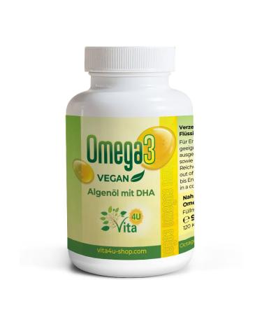 Omega 3 algae oil vegan with 450mg dha day consumption |120 capsules |1500mg algae oil with omega-3 fatty acid DHA |vegan bioavailable laboratory tests quality