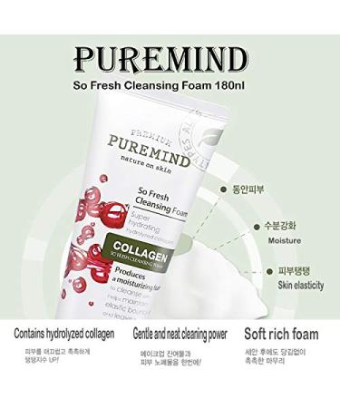 PUREMIND SO Fresh Collagen Daily Cleansing Foam 180 ML | Super Hydrating Face Wash Made in Korea | International Shipping Available - Buy Online on GoSupps.com