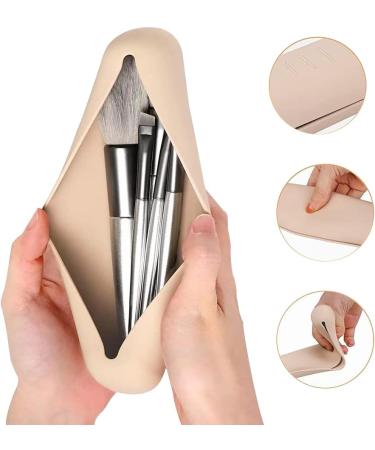 Silicone Travel Makeup Brush Holder - Portable & Dustproof Organizer for Makeup Brushes - Pink - Buy Online on GoSupps.com
