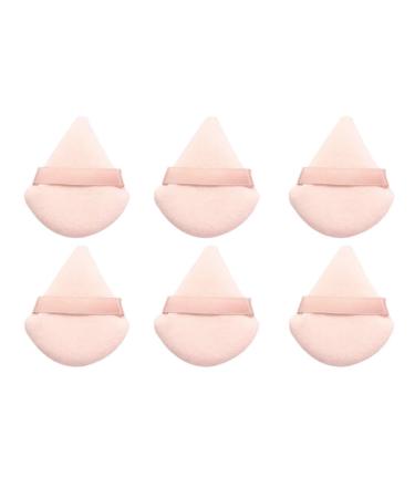 1-12Pcs Triangle Velvet Powder Puff Flours Mini Face Makeup Sponge Cosmetics Soft Cotton Face Powder Puff Lightweight Washable (Color : 6Pcs-Skin)