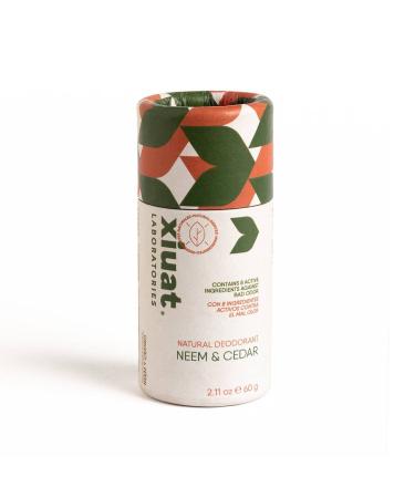 XIUAT Laboratories Natural Deodorant for Men - Neem and Cedar Stick Organic Ingredients 60g - Free of Parabens/Alcohol/Baking Soda Allows Perspiration Controls Odor