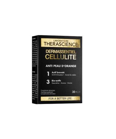 DERMASSENTIEL CELLULITE | Anti-cellulite action | Clinically proven efficacy | Melon Superoxide Dismutase | 3 bioactives Quercetin Bromelain Aronia | | 30 tablets | THERASCIENCE Laboratory