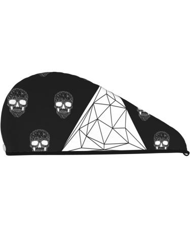 Polygonal Modern Crystal Skull Hair Towel | Super Absorbent Microfiber Wrap for Women - Quick Dry Coral Velvet for Long & Curly Hair - Buy Online on GoSupps.com