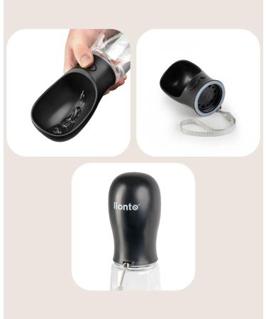 Lionto 500ml Portable Leak-Proof Water Bottle for Dogs - On-the-Go Black Dog Drinking Dispenser - Buy Online on GoSupps.com