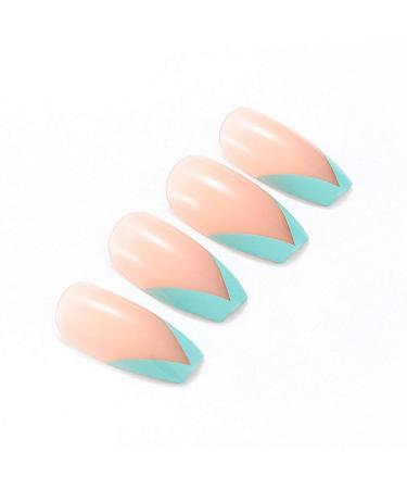 Brishow Coffin Artificial Nails - Shiny Ballerina French False Nails Full Cover 24 Pieces for Women & Girls - Perfect for Easy Nail Art - Buy Online on GoSupps.com