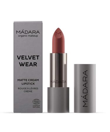 M dara Organic Skincare |Velvet Wear Matte Cream Lipstick #32 Warm Nude - 3.8g Velvety Texture Ultra -Spradable Comfortable Wear Satin Finish with Blueberry Seed Oil and Shea Butter vegan