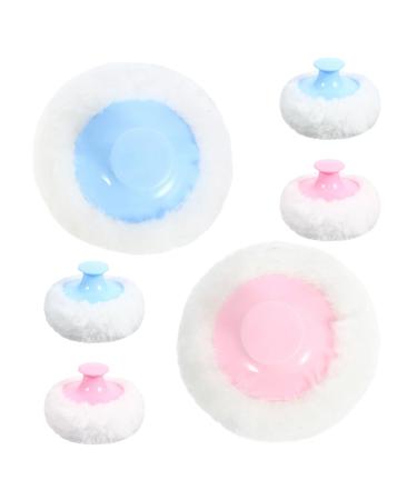 SUPVOX Lot de 6 Houppettes Maquillage Douces pour B b Applicateurs de Poudre Corps en Peluche Lavables Couleurs Bleu Ciel et Rose pour Soin Peau Sensible Usage Quotidien et Voyage
