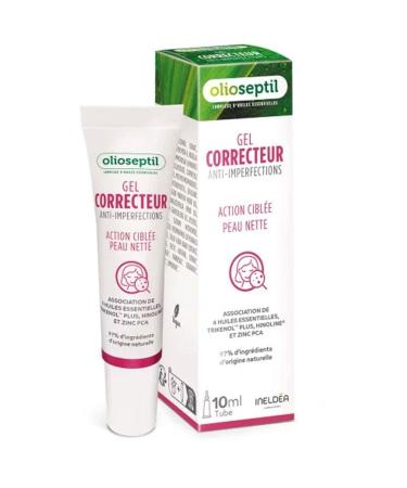 OLIOSEPTIL - Gel Correcteur Anti-Imperfections - Att nue les imperfections boutons points noirs - Peau nette - Association d'huiles essentielles Trikenol plus Hinoline et Zinc PCA - Tube 10ml