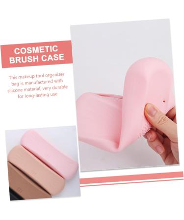 Angoily Silicone Storage Bag Makeup Brush Silicone Cosmetic Brush Bag Cosmetic Brush Holder Foundations Pouch Zip Lock Organizer Small at Home Pink Travel Silica Gel Toolkit - Buy Online on GoSupps.com