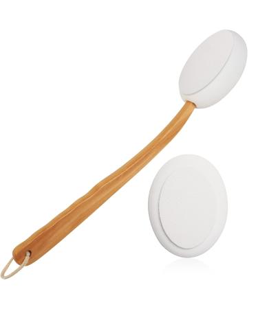 Lotion Applicators For Your Back,17 Inch, Easy Reach Washable, back Self Tanner Applicator Includes 1 Applicator Handle, 2 Pads (2 Pads)