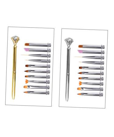 FRCOLOR Nail Brush Pen Set utility pull string golden nail for nail art Nail painting kit de manicura nail art brush nail drawng brush quartz Paint nail brush Smudger nail Stripes 19.5*10cm Golden