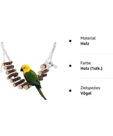 Vegan Bird Wood Ladder Toy with Landing Site - Ideal Bird Cage Accessories for Budgerigar Parrots Cockatiels & More - Buy Online on GoSupps.com