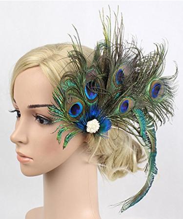 Peacock Feather Hair Clip - Retro Wedding Carnival Party Hairpin for Women and Girls - Buy Online on GoSupps.com