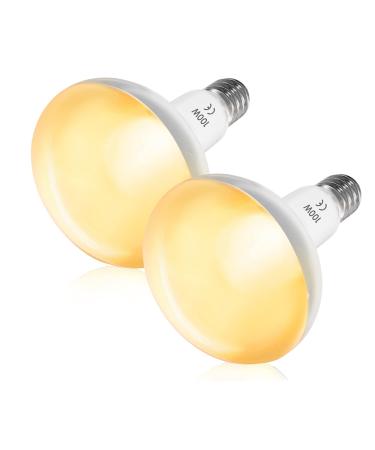 Luxvista 2Pack 100W Reptile Heat Lamp Bulb E27 Basking Bulb Warm White Light Heat Bulb Dimmable Heat Lamp for Puppies/Reptiles/Lizards/Tortoise/Chicks/Amphibian/Bearded Dragon 2700k Warm White 2pack E27 Heat Bulb