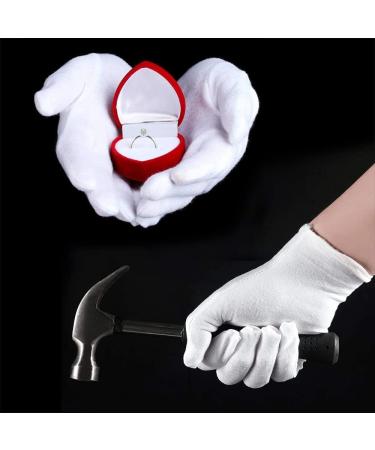 White Cotton Gloves - 12 Pairs for Moisturizing Spa Jewelry Inspection & Service | Elastic Hand Care Gloves - Buy Online on GoSupps.com