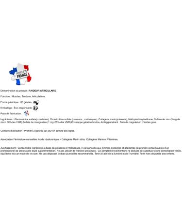 Joint Stiffness - Glucosamine Chondroitin MSM Marine Collagen - Joints Tendons Mobility Joint Pain Osteoarthritis Tendonitis 60 Capsules Made in France - Buy Online on GoSupps.com