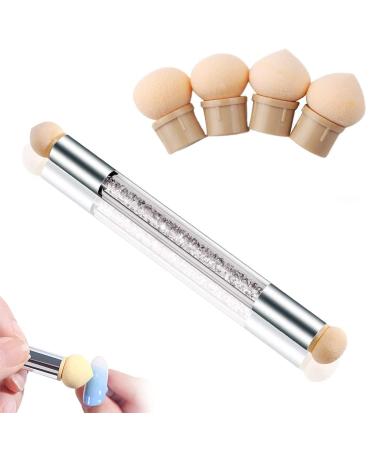 Nail Art sponge brush applicator with 4 pieces of replacement head double head acrylic nails ombre sponge nail design accessories for UV gel and false nail art rendering tools