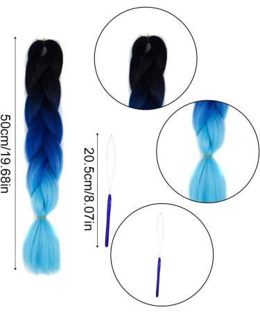 JOCXZI Colored Big Braids Braided Hair Blue Jumbo Braid Synthetic Hair (1 Piece) Hair Extension with 2 Hair Extension Rings for Crochet Twist Braiding Hair - Buy Online on GoSupps.com