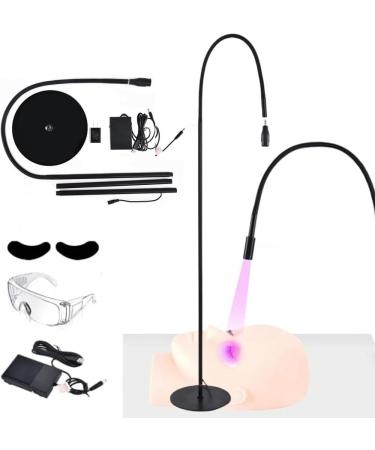 New Soft-arm UV Eyelash lamp Manicure Quick Styling lamp-Replaceable head/10W timed Focusing False Eyelash Glue phototherapy lamp with Foot Pedal LED Eyelash lamp- Black