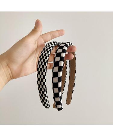 2 Pieces Checkered Flag Headband Black and White Plaid Hair Band Thick Padded Headband Sponge Puffy Headbands Buffalo Check Headband Christmas Party Hair Accessories - Buy Online on GoSupps.com
