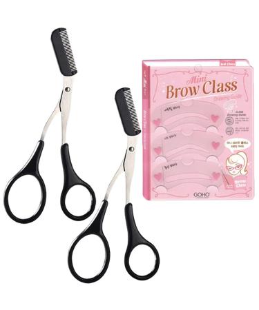 3 Pieces Eyebrow Scissors Professional Eyebrow Comb Scissors Reusable Eyebrow Stencils for Men and Women