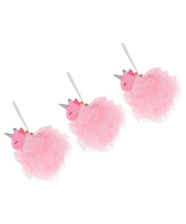 3pcs Unicorn Bath Ball Infant Tub for Cleaning Bathroom Body Scrubbers Household Bath Loofah Comfortable Body Scrubbers Shower Body Wash Pe Universal Toddler Pink
