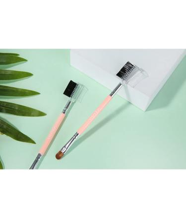FRCOLOR Professional Cosmetics Brush Set - 2 Eye Shadow & Eyebrow Brushes with Spoolie - Double Sided Makeup Tools - Pink - International Shipping Available - Buy Online on GoSupps.com