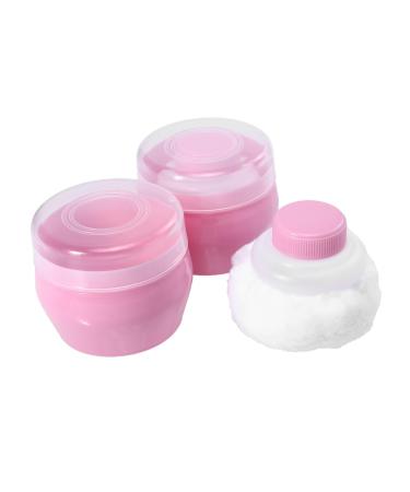 HONMEET Baby Puff Box 2 Sets Puff Makeup Sponges after Bath Puff Container Suits Pot Makeup Puffs Beauty Sponge Applicator Cream Suit Empty Container Talco Fluff 9x9cm Pink