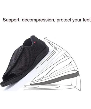 WCXTY Unisex Adjustable Open Toe Edema Slippers - Black, Size 7 | Diabetic & Swollen Feet Relief - Buy Online on GoSupps.com
