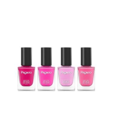 Pronto Collection   4 Pieces Set: Long Lasting  Quick Dry  Mirror Shine Nail Polish   Hardener  Bright and Shiny Finish   (11.5 ml / 0.40 Fluid Ounces Each) (Pink Days)