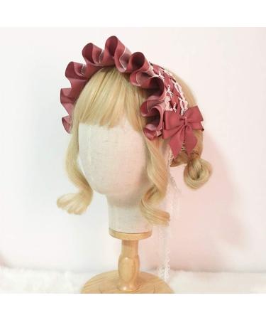 JSGHGDF Japanese Maid Cosplay Headdress Ruffled owknot Hairband Sweet Floral Lace Ribbon Party Hair Accessory White - Buy Online on GoSupps.com