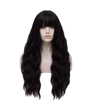 Buy FVCENT 27-Inch Long Curly Synthetic Wig with Bangs for Women & Girls - Black | International Shipping Available - Buy Online on GoSupps.com