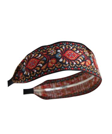 Vintage Headband Wide Embroidery Hair Band Retro Ethnic Headdress for Women Girl Vintage Headband