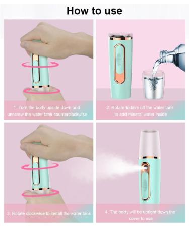 kawehiop Mist Face Sprayer 25ML Rechargeable Moisturizing Hydrating Facial Mister Beauty Portable Cooling Skin Care Atomizer Steamer Pink - Buy Online on GoSupps.com